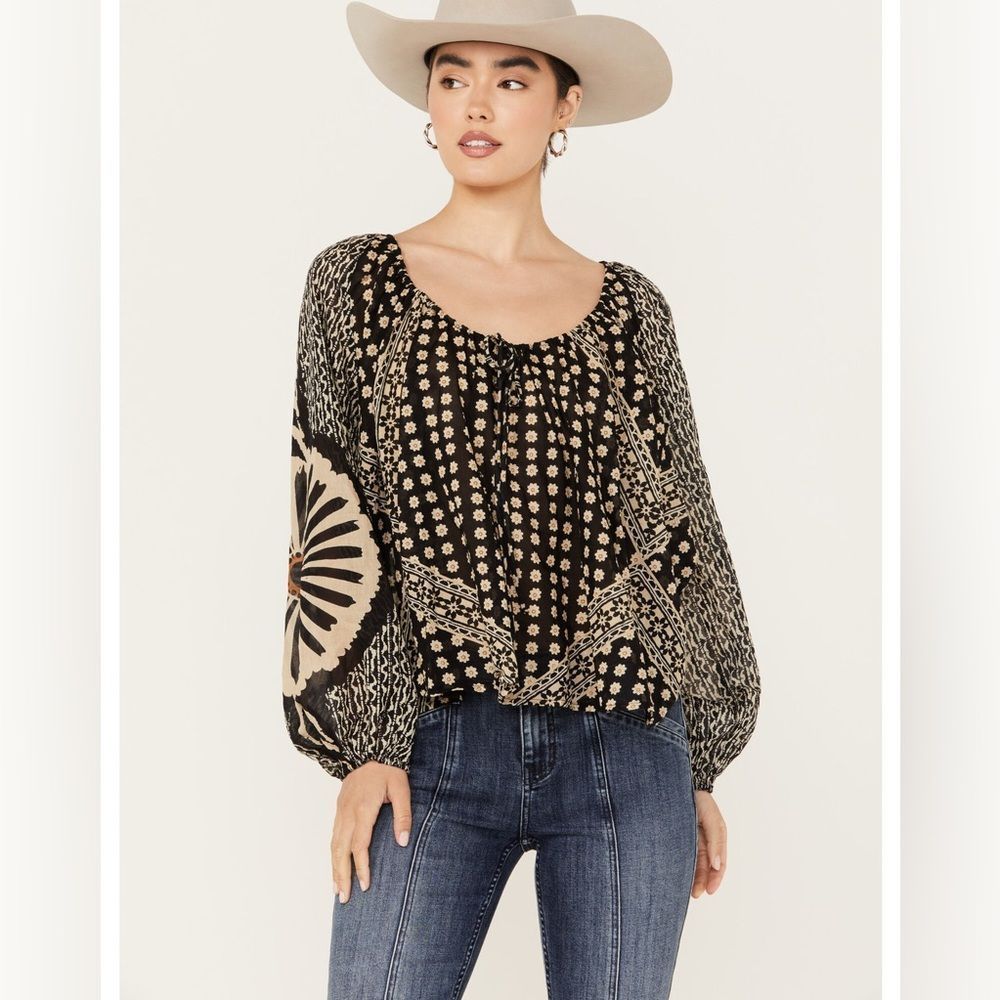 NWOT Free People Elena Printed Top